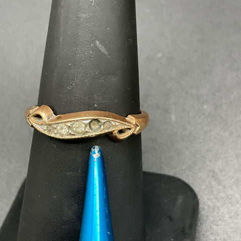 2 Vintage 10K Gold Filled Rings Size 4.75 & 6.25 Tapered Band Stone Lot