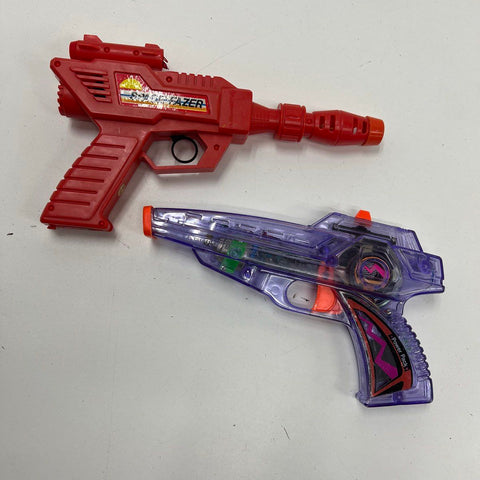 Vintage Lot of 2 Space Fazer & SRM Toys Red Purple Ray Gun Blaster Toy Guns