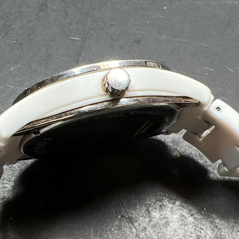 White Fossil ES-1967 Watch New Battery