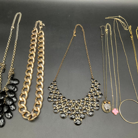 Vintage to Modern Costume Jewelry Lot 1.16 lbs Necklaces Statement Gold Tone