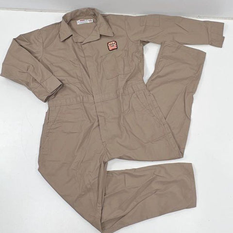 Vintage Unitog Tan Work Coveralls Golden Sun Patch Union Made USA Sz 44 Reg