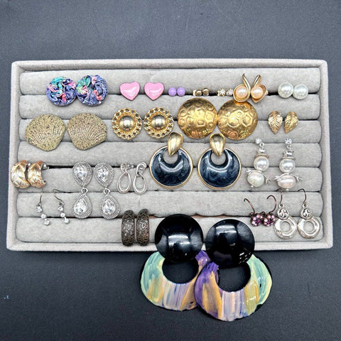 Fashion Jewelry Lot 45+ Pairs Earrings SJ Designs Tassel Hoops Studs Rhinestone