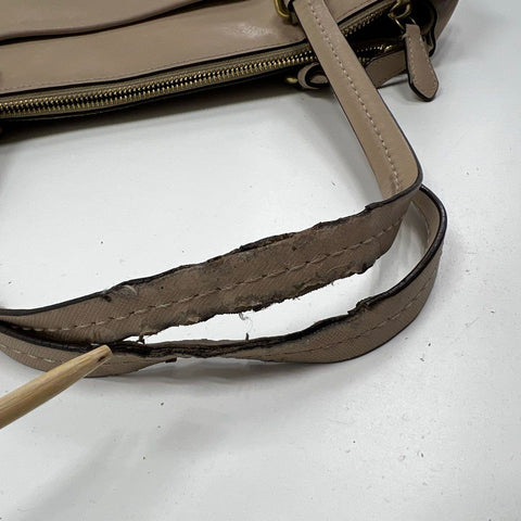 Coach Taupe Leather Peyton Jordan Double Zip Satchel Handbag F25669