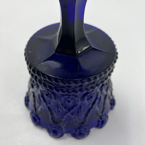 Vintage EAPG Crown Pattern Compote Cobalt Blue Pedestal Candy Dish 7.5"