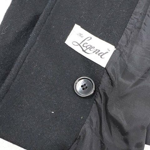 Vintage 80s The Legend Women's Black Wool Shawl Collar Double Breasted Coat 24