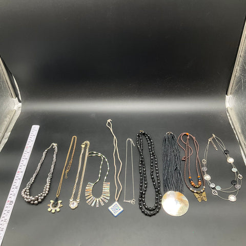 Eclectic Wearable Jewelry Lot 11 Necklaces Abalone Mother of Pearl Boho Modern