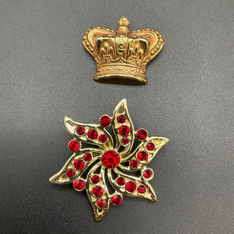 Vintage Gold Tone Brooch Lot of 5 Monet Gerry's Crown Starburst Floral