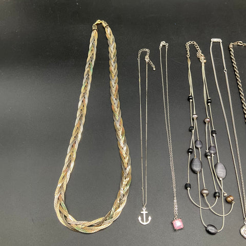 Costume Jewelry Lot 17 Necklaces Gold Silver Rose Tone Pendants Fashion