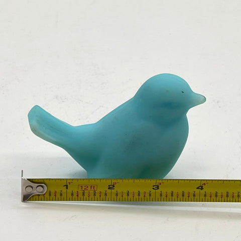 Bluebird Figurine Blue Satin Matte Art Glass Unmarked Vintage 4 Inch