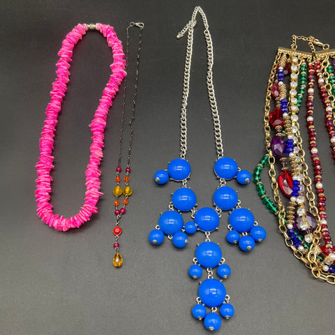 Vintage and Modern Jewelry Lot of 7 Necklaces Statement Beaded Multi-strand