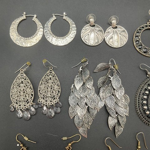Bohemian Tribal Style Earrings Jewelry Lot of 9 Pairs Silver Gold Tone Dangle