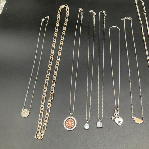 Fossil Lia Sophia Boho Jewelry Lot of 14 Necklaces Pendants Figaro Silver Tone