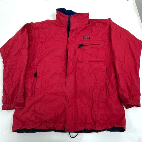 Vintage 90s Patagonia Men's Red Blue Glissade Reversible Fleece Jacket Size M