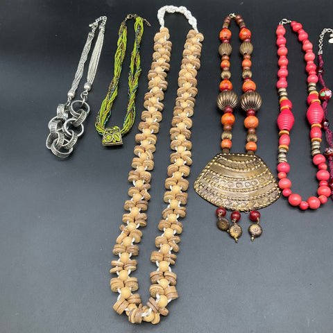Boho Jewelry Lot 8 Necklaces Chico's Coldwater Creek Beaded Wood Multi-Strand