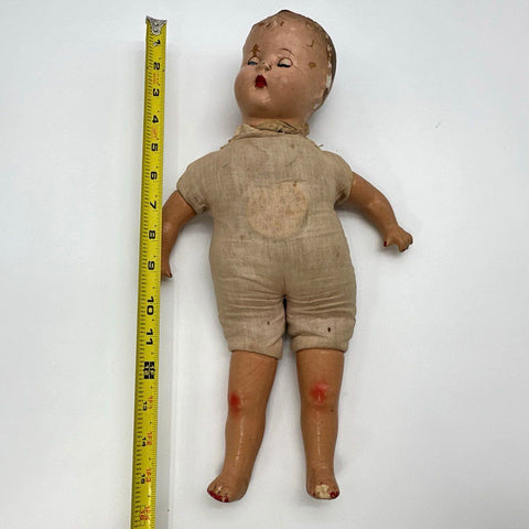 Antique Composition Baby Doll 15 Inch Sleep Eyes Painted Details Vintage