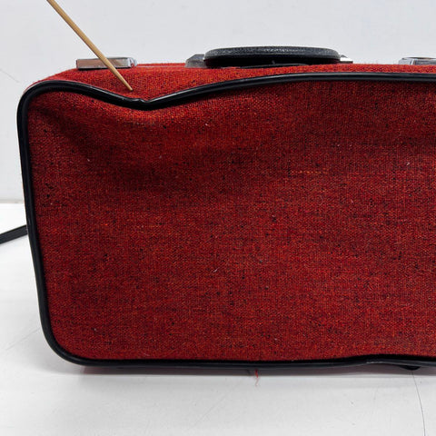 Vintage Skyway Red Tweed Wheeled Nesting Suitcase Luggage Set Lot of 2