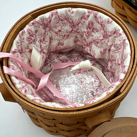 Longaberger Basket Lot 4 Pieces Heart Oval Round Octagonal With Lids & Liners