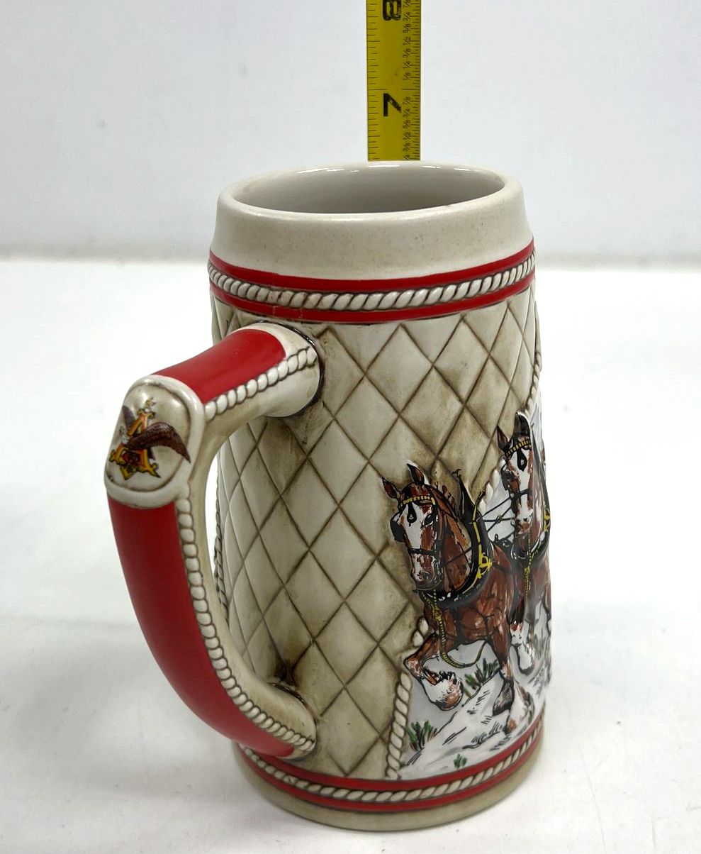 Vintage Budweiser Clydesdale Holiday Beer Stein Lot of 5 1980s-90s Collector