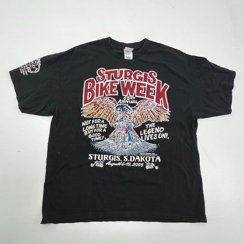 Vintage 2003 Sturgis Bike Week 63rd Annual Biker Eagle T-Shirt Dbl Sided Sz XL