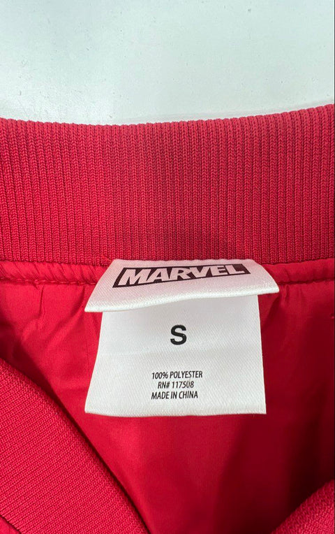 Marvel Mens The Amazing Spider-Man Red Full Zip Bomber Jacket Graphic Patch Sz S