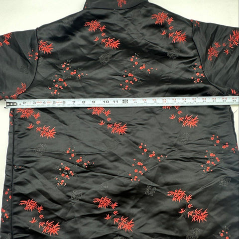 Vintage 90s Oriental SF Men's Chinese Frog Button Bamboo Floral Shirt Sz XL