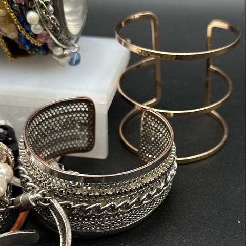 Vintage to Modern Costume Jewelry Bracelet Lot 40+ Pc Beaded Cuffs Bangles