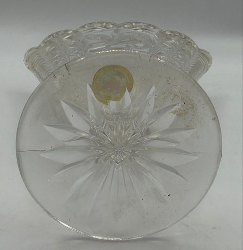Hofbauer Byrdes Crystal Footed Fan Vase Bird West Germany Vintage 8 Inch