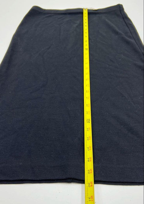 Madewell Women's Black Ribbed Column Knit Midi Skirt Size M NWT