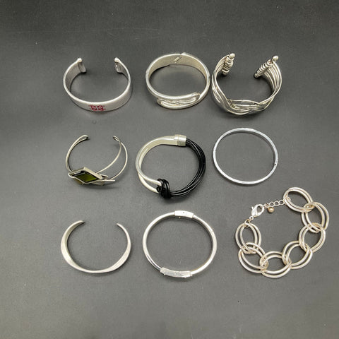 Mixed Silver Tone Costume Jewelry Lot 9pc Michael Kors Rustic Cuff Speidel