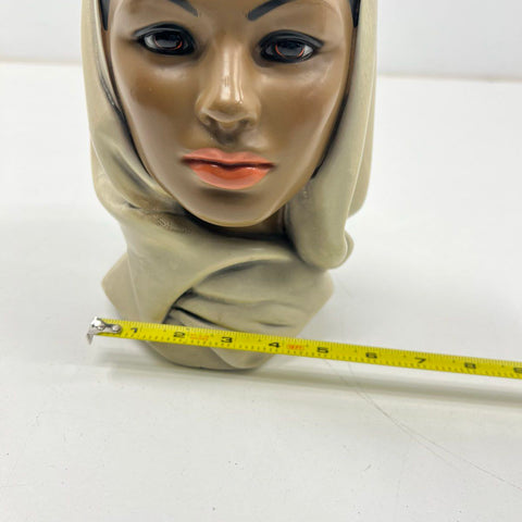 Vintage Mid-Century Modern Ceramic Bust Sculpture Woman Head Hollywood Regency