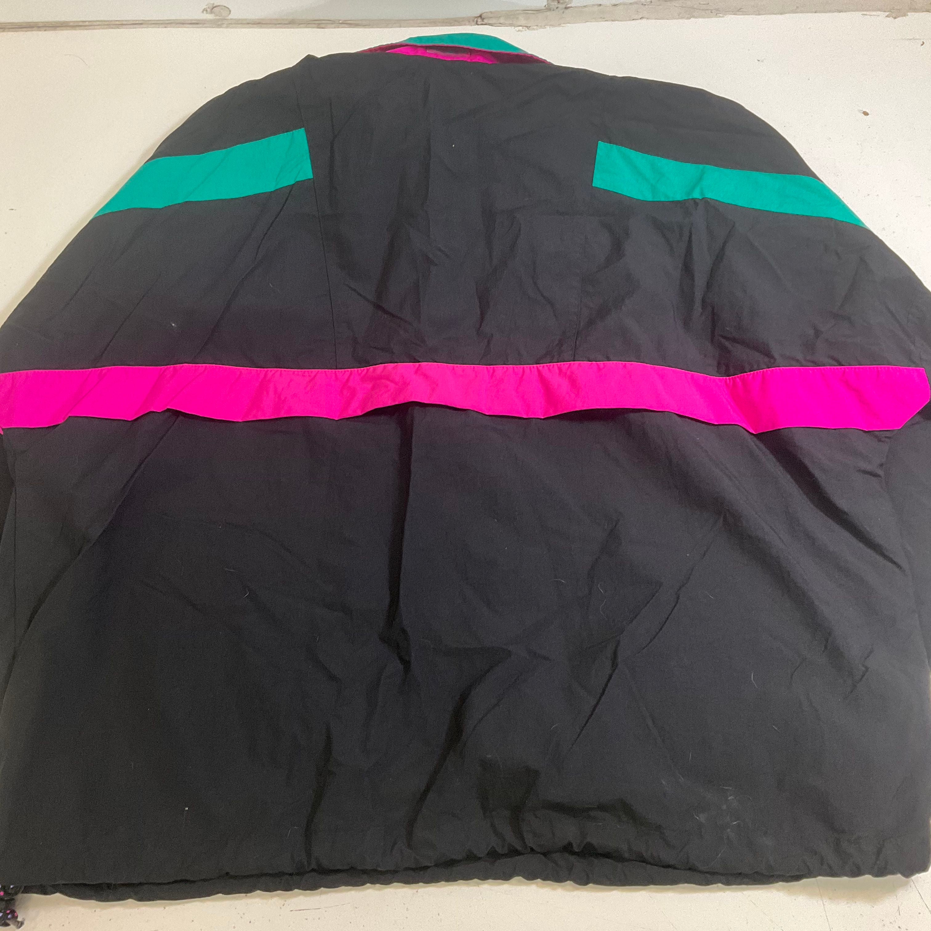 Vintage 90s CB Sports Colorblock Nylon Windbreaker Jacket Mens L Black Pink