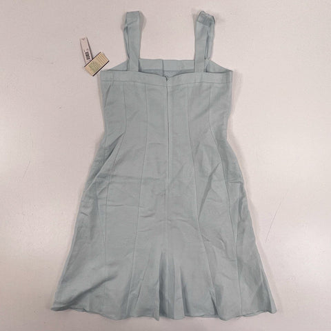 Isabella DeMarco Women's Natalia Dress Feather Blue Square Neck Linen Sz 10 NWT