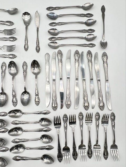 Northland Springtime Stainless Steel Flatware 48pc Set Floral Pattern Korea