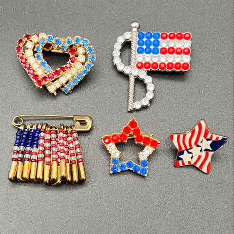 Patriotic 4th of July Costume Jewelry Lot Necklaces Bracelets Earrings Brooches