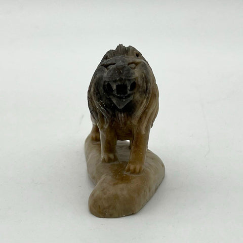 Vintage Stone Carved Lion Figurine Chinese Hand Crafted 4.5 Inch