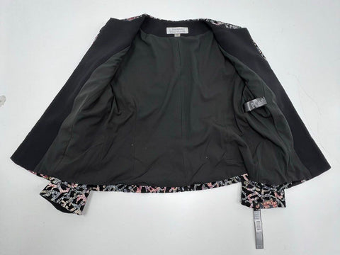 Tahari ASL Women's Sequin Burnout Velvet Jacket Black Pink NWT Size 8