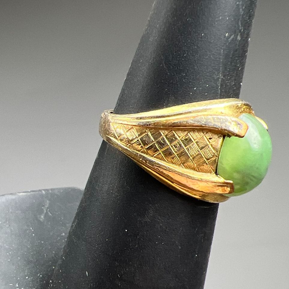 Vintage Green Stone 10K Gold Filled Ring Size 5