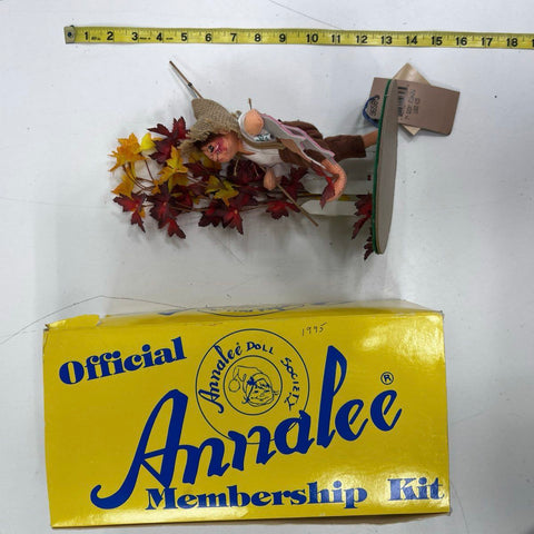 Annalee 7 Inch Goin' Fishing Logo Kid 1995 Doll Society Figurine With Box