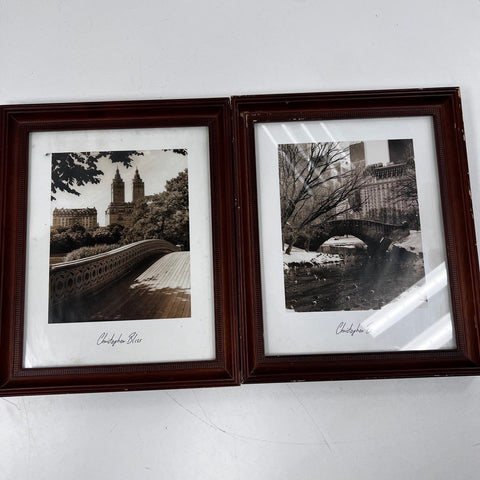 Christopher Bliss Framed B&W Prints Set of 4 Central Park NYC 14x17 Signed 2001