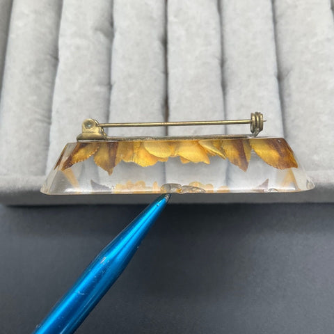 Vintage Lucite Reverse Carved Flower Jewelry Lot 3 Brooches 3 Pairs Earrings