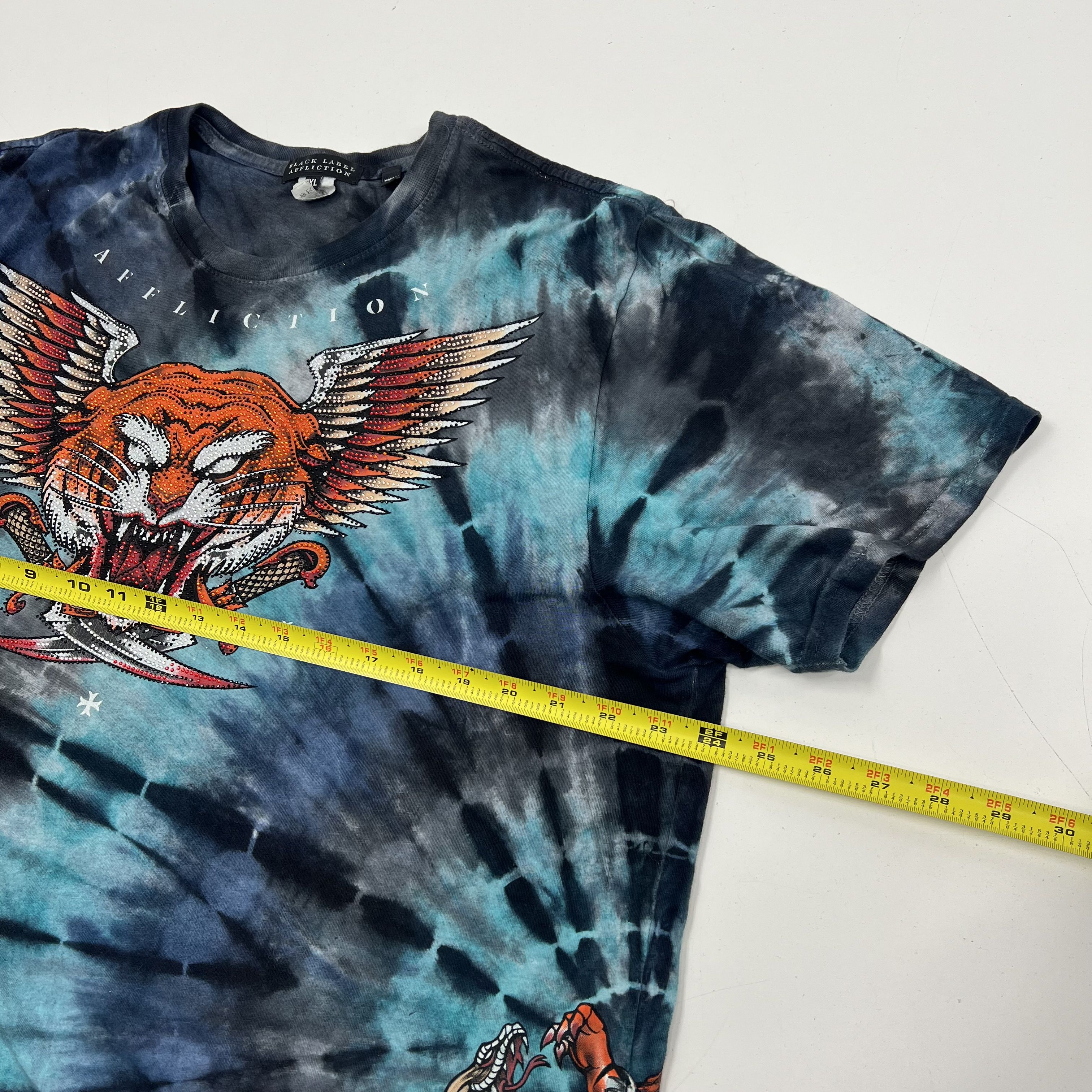 Vintage Y2K Affliction T-Shirt Lot of 2 Winged Tiger Live Fast Sz XL 2XL