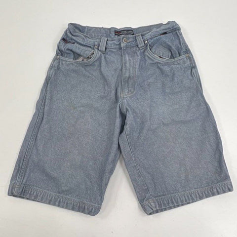 Vintage Y2K Fubu Men's Light Wash Baggy Denim Shorts Blue W34