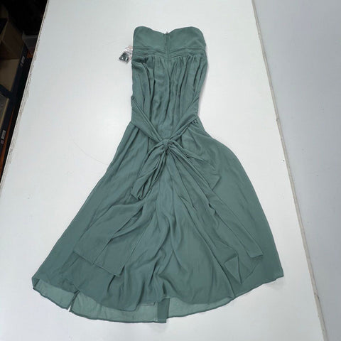 NWT Birdy Grey Grace Chiffon Slit Bridesmaid Dress Sea Glass Strapless Gown Sz