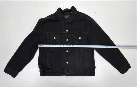 Levi's Women's Black Iridescent Button Denim Trucker Jacket Premium Sz L