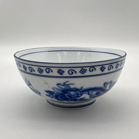 Blue Moon Chinese Dragon Blue and White Porcelain Bowl and Plate Set 2 Piece
