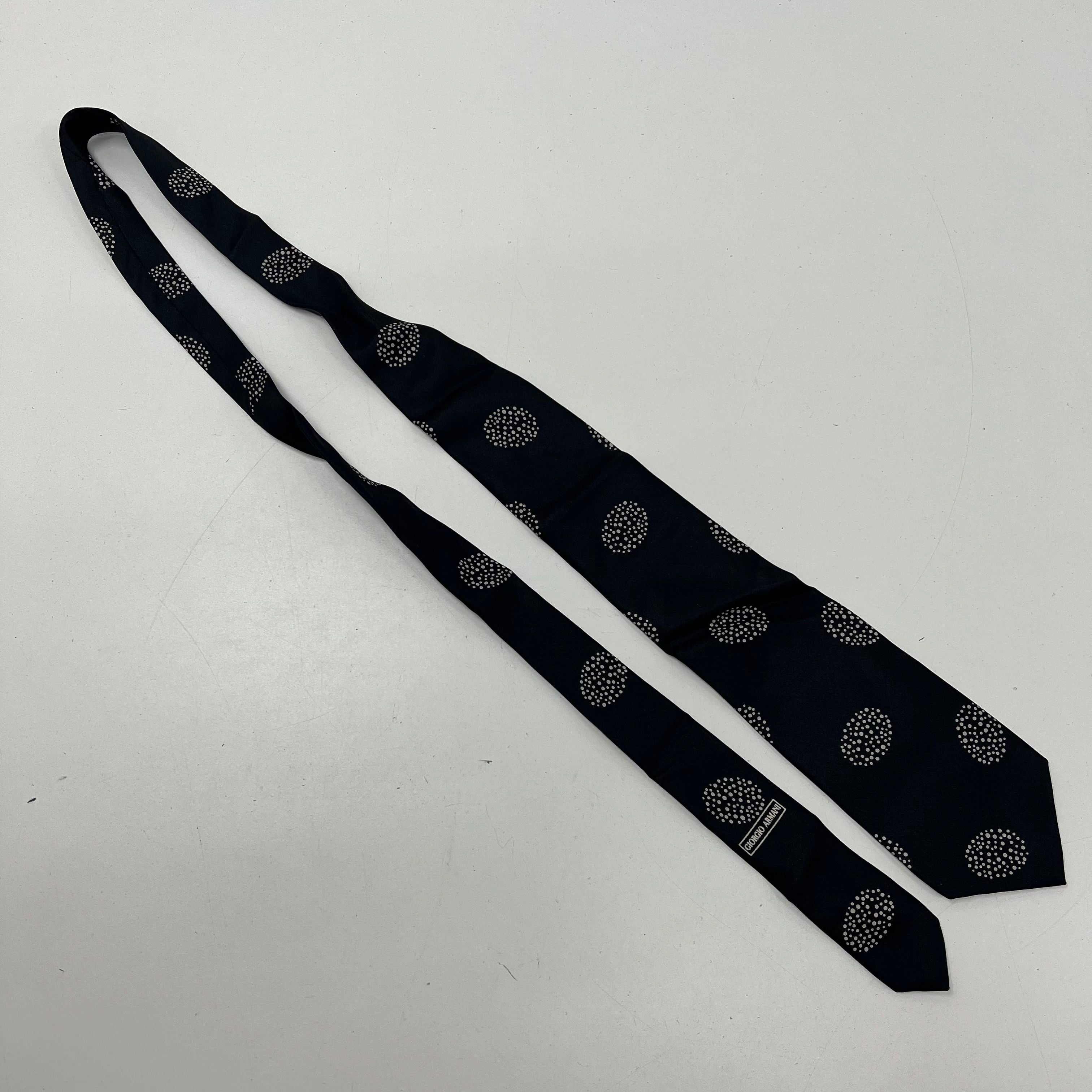 Vintage 90s Giorgio Armani Black Geometric Dot Silk Necktie Men's 3.25"