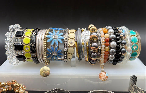 Vintage to Modern Costume Jewelry Bracelet Lot Lucky Brand Bangle Charm 1 lb