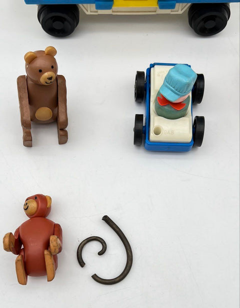 Vintage Circus Toy Train Lot 5 Pieces Animal Cage Car Figures Giraffe Monkey