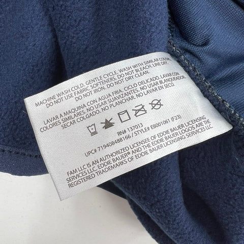 NWT Eddie Bauer Heather Navy Sweater Fleece Snap Neck Pullover Men's XXL