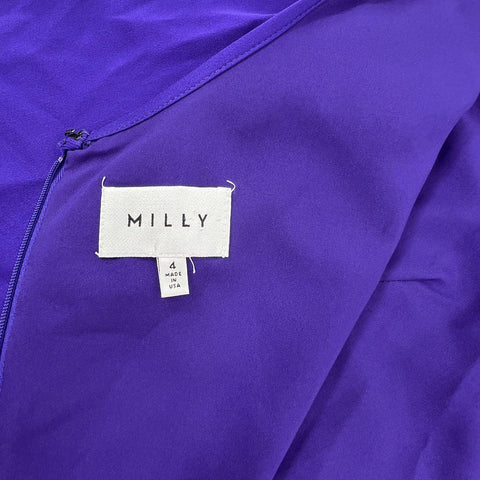 Milly Women's Royal Purple Flared Bell Sleeve Shift Mini Dress Made in USA Sz 4